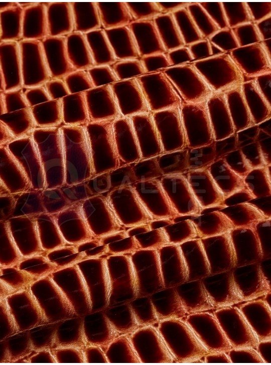 leather lacquered embossed crocodile brown leather lacquered embossed crocodile brown